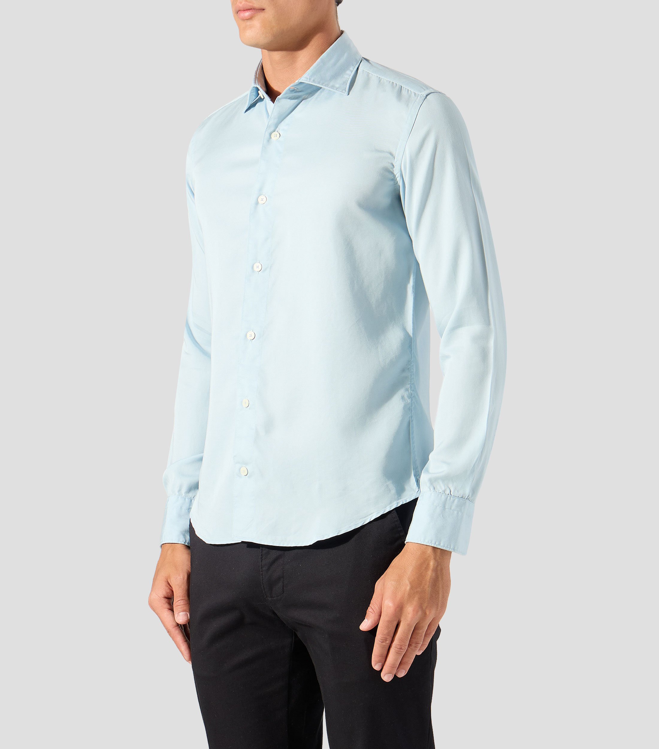 Camisa lisa manga larga Hombre